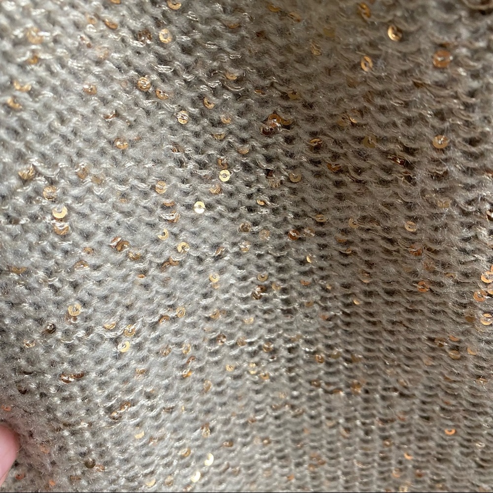 Boat neck off the shoulder gold bling sweater -s - Picture 3 of 3